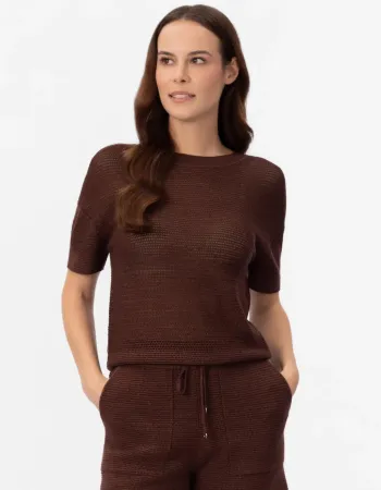 Блуза от памук и коприна в кафяво POETIC DREAMS