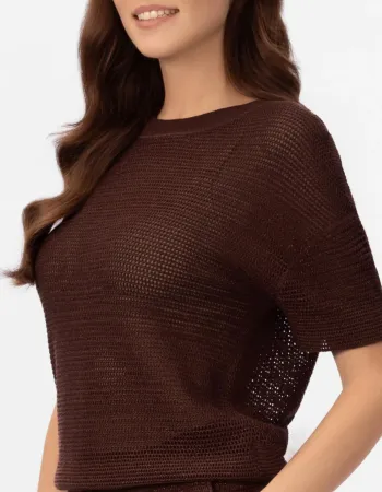 Блуза от памук и коприна в кафяво POETIC DREAMS