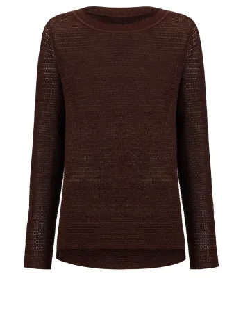 Блуза с дълъг ръкав от памук и коприна в кафяво POETIC DREAMS