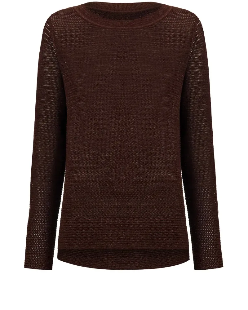 Блуза с дълъг ръкав от памук и коприна в кафяво POETIC DREAMS