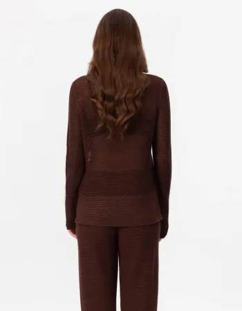 Блуза с дълъг ръкав от памук и коприна в кафяво POETIC DREAMS