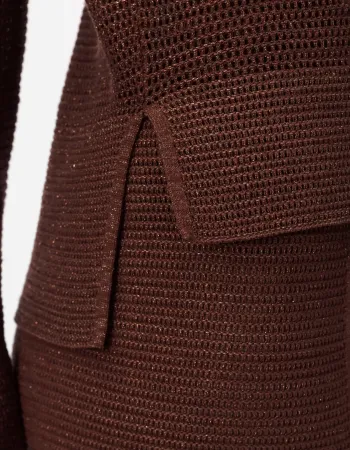 Блуза с дълъг ръкав от памук и коприна в кафяво POETIC DREAMS