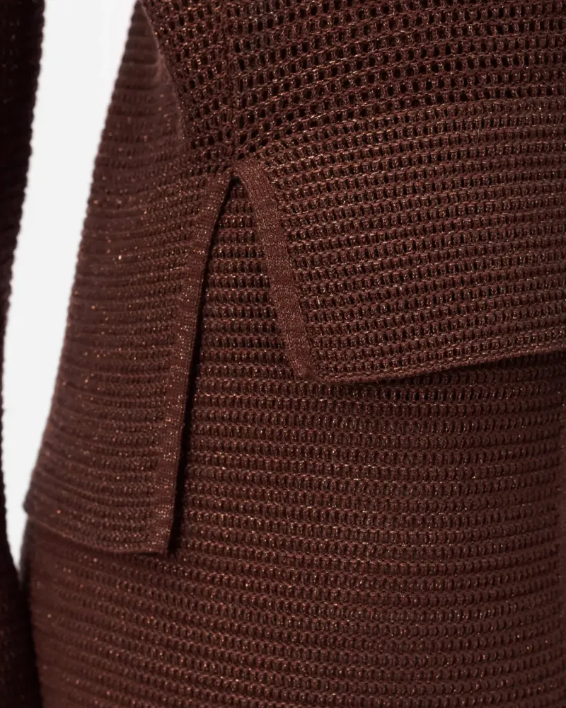 Блуза с дълъг ръкав от памук и коприна в кафяво POETIC DREAMS