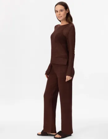 Панталон от памук и коприна в кафяво POETIC DREAMS