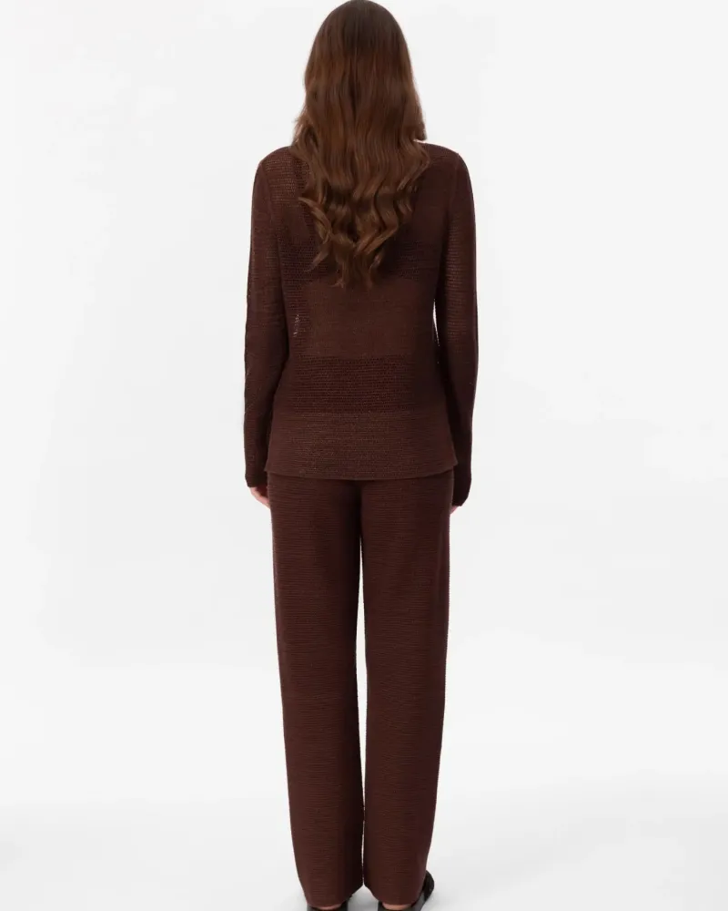 Панталон от памук и коприна в кафяво POETIC DREAMS