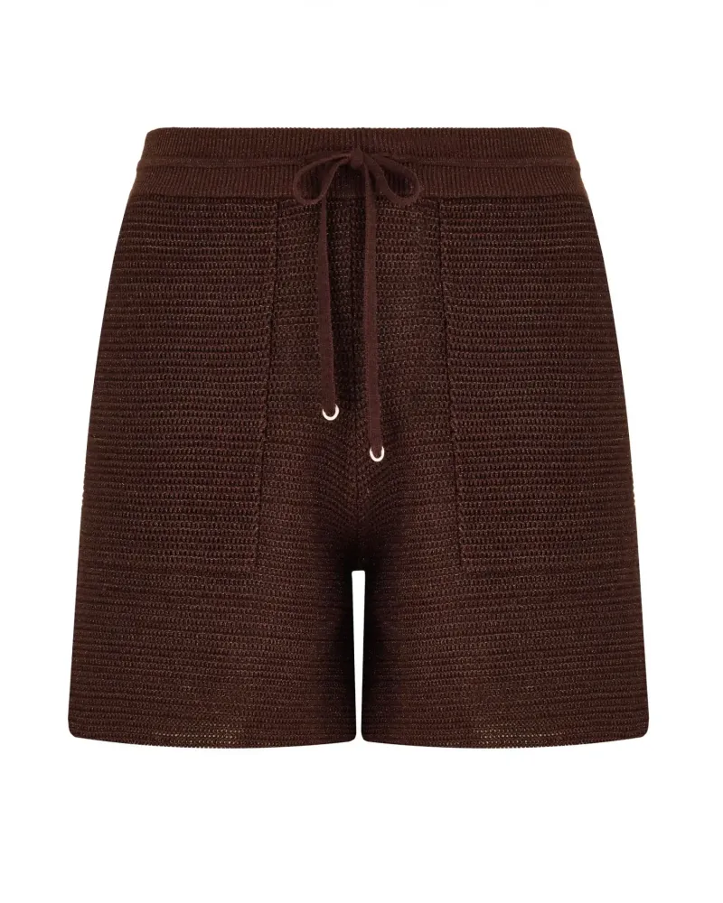 Къси панталони от памук и коприна в кафяво POETIC DREAMS