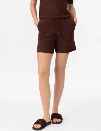 Къси панталони от памук и коприна в кафяво POETIC DREAMS