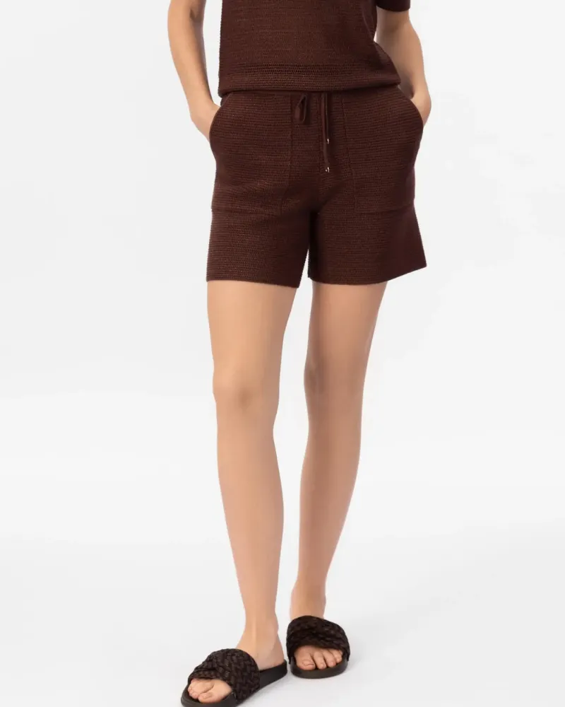 Къси панталони от памук и коприна в кафяво POETIC DREAMS