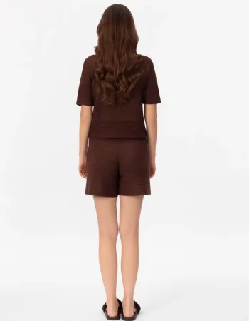 Къси панталони от памук и коприна в кафяво POETIC DREAMS