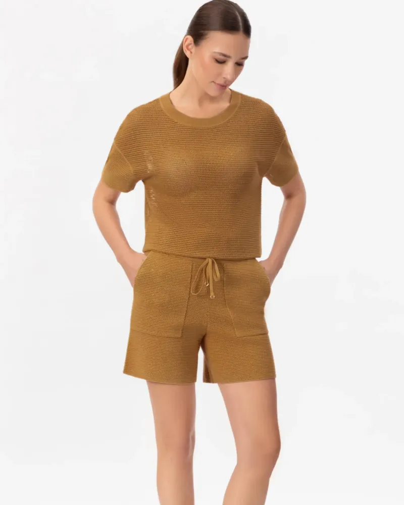 Блуза от памук и коприна в жълто POETIC DREAMS