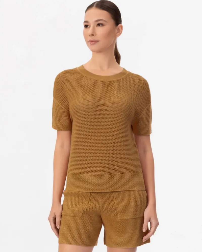 Блуза от памук и коприна в жълто POETIC DREAMS