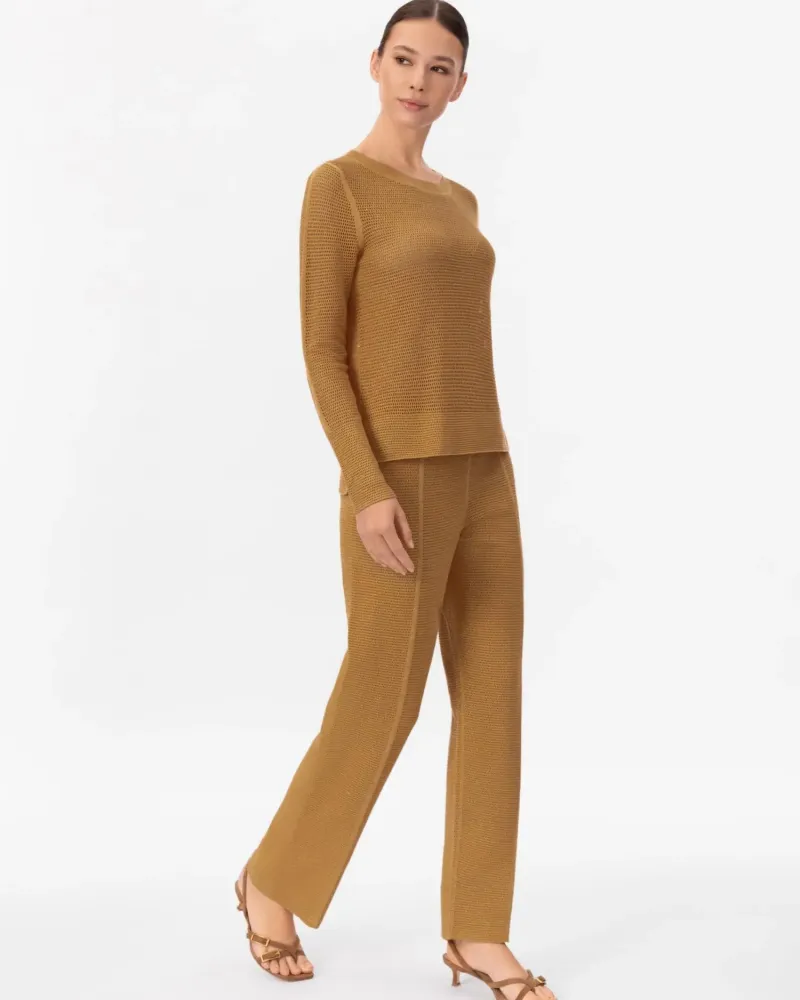 Панталон от памук и коприна в жълто POETIC DREAMS