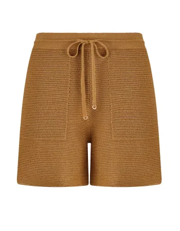 Къси панталони от памук и коприна в жълто POETIC DREAMS