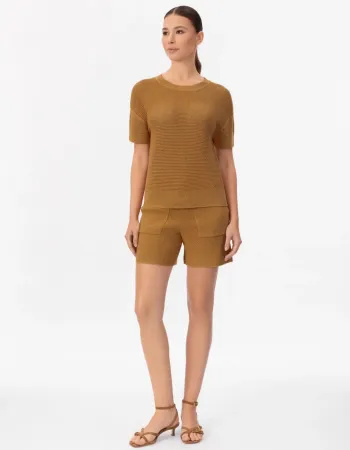 Къси панталони от памук и коприна в жълто POETIC DREAMS