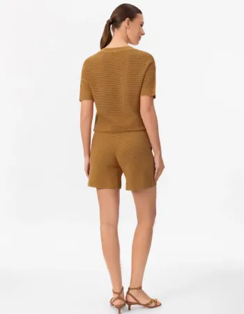 Къси панталони от памук и коприна в жълто POETIC DREAMS