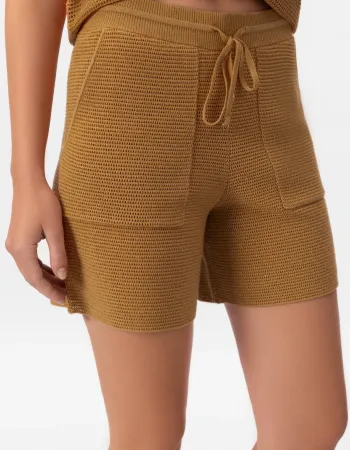 Къси панталони от памук и коприна в жълто POETIC DREAMS