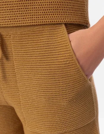 Къси панталони от памук и коприна в жълто POETIC DREAMS