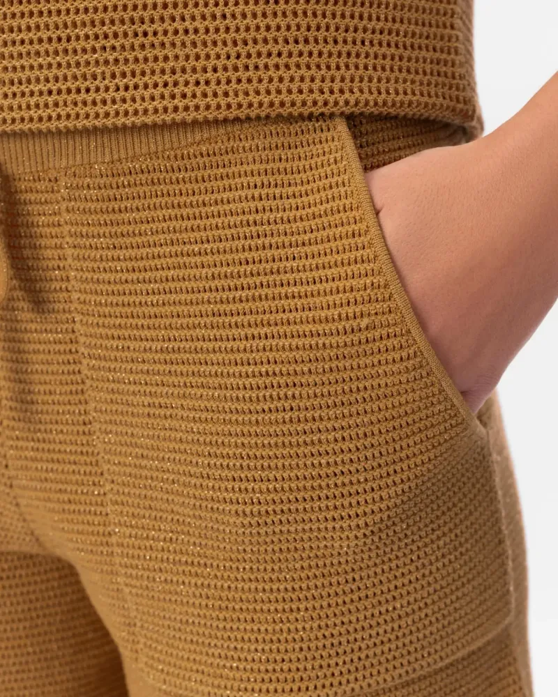 Къси панталони от памук и коприна в жълто POETIC DREAMS