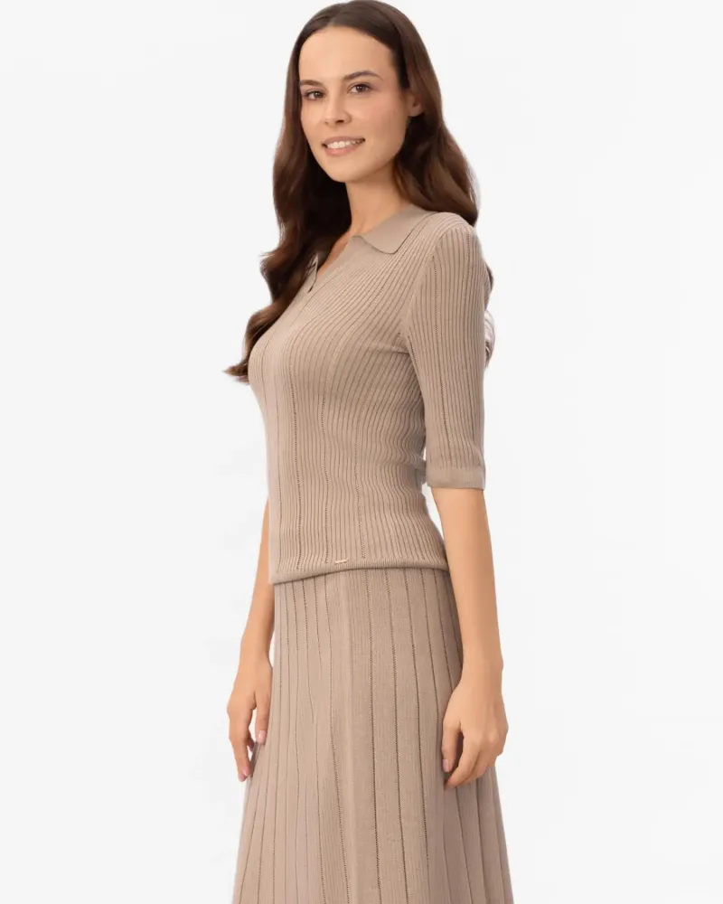 Блуза с къс ръкав от коприна и вискоза COSMIC WHISPER