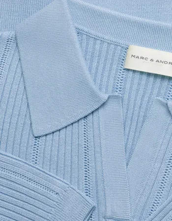 Блуза с къс ръкав от коприна и вискоза в светло синьо COSMIC WHISPER