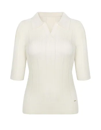 Блуза с къс ръкав от коприна и вискоза в бял цвят COSMIC WHISPER