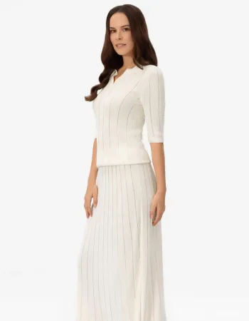 Блуза с къс ръкав от коприна и вискоза в бял цвят COSMIC WHISPER