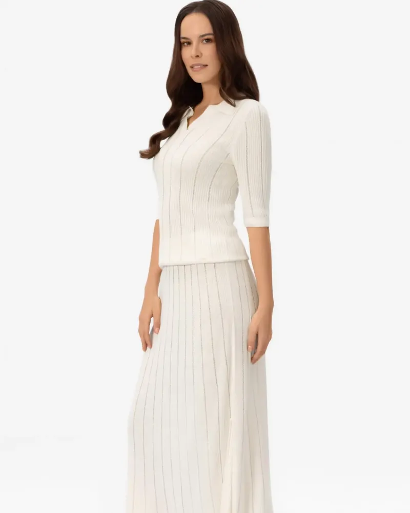 Блуза с къс ръкав от коприна и вискоза в бял цвят COSMIC WHISPER