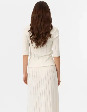 Блуза с къс ръкав от коприна и вискоза в бял цвят COSMIC WHISPER