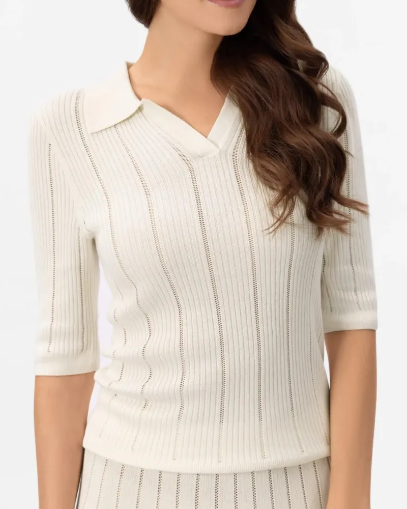 Блуза с къс ръкав от коприна и вискоза в бял цвят COSMIC WHISPER