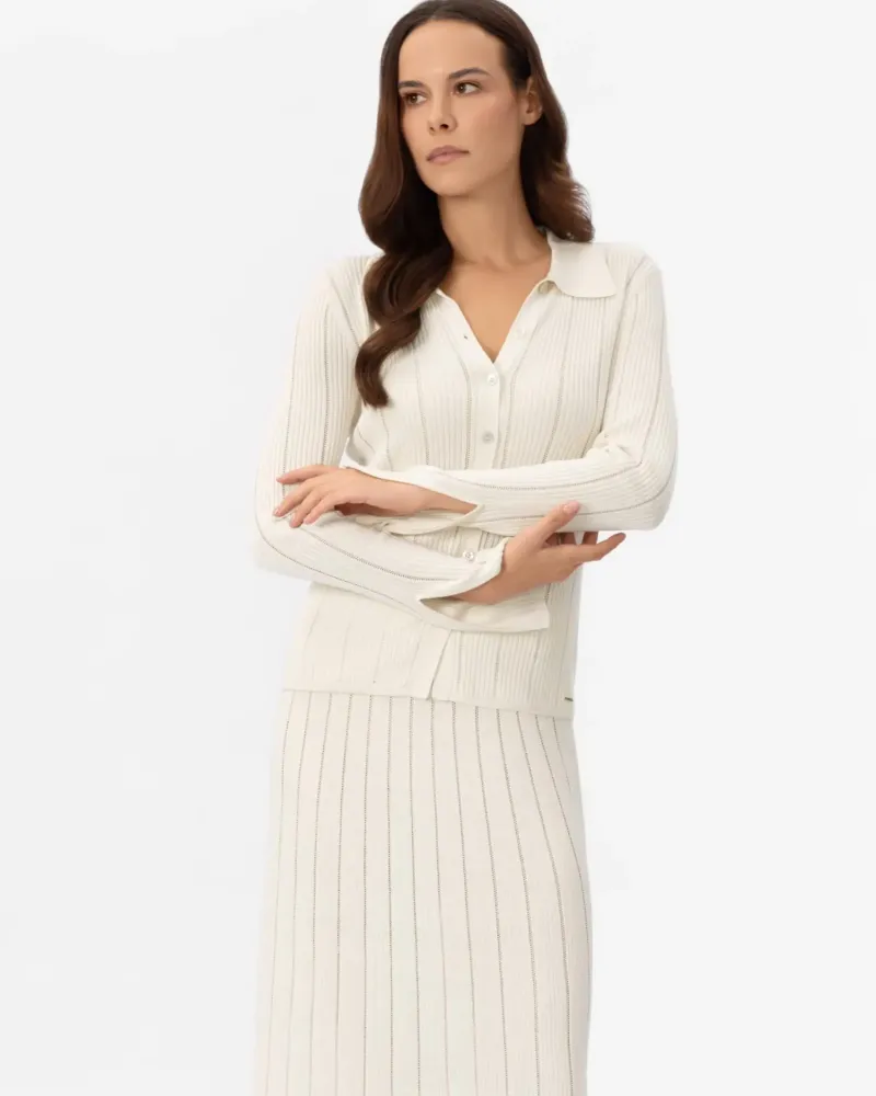 Жилетка от коприна и вискоза в бял цвят COSMIC WHISPER