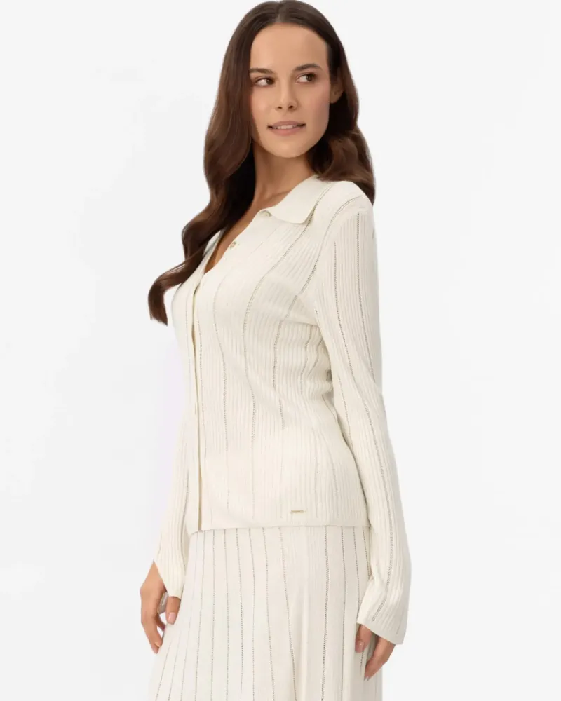 Жилетка от коприна и вискоза в бял цвят COSMIC WHISPER