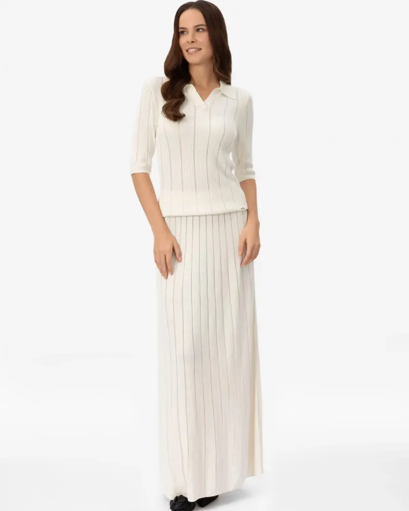 Пола от коприна и вискоза в бял цвят COSMIC WHISPER