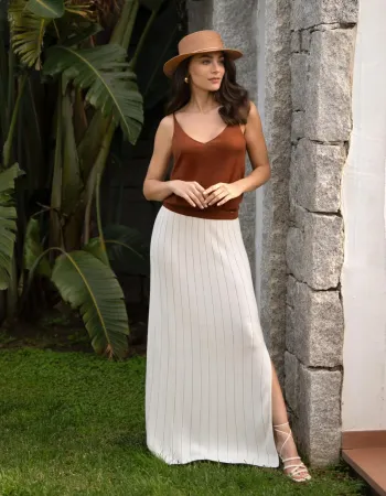 Пола от коприна и вискоза в бял цвят COSMIC WHISPER