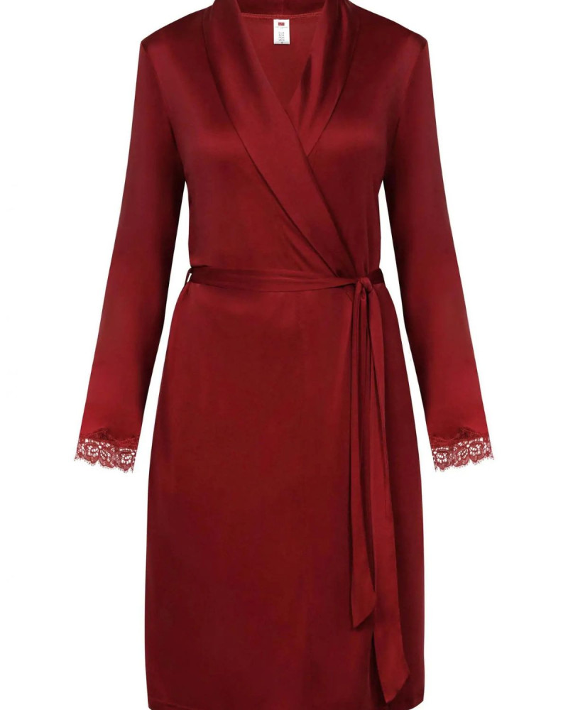 Копринено кимоно  в бордо с шал яка Silk Blend