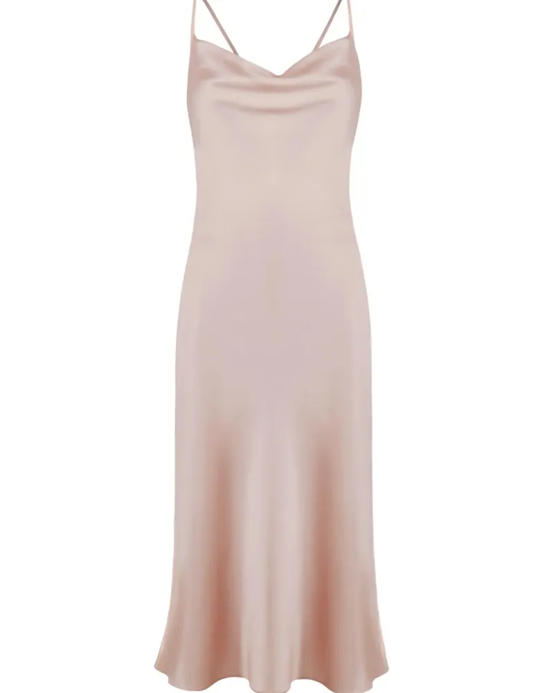 Копринена нощница в сребристо - розов нюанс Divine