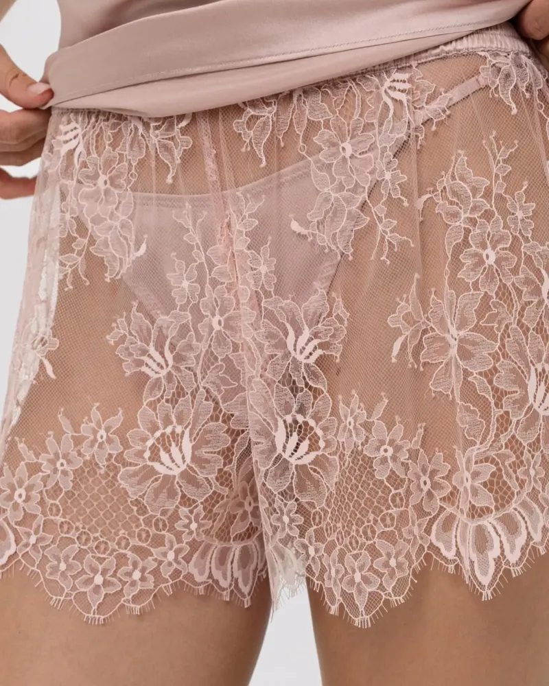 Луксозен копринен сет - пижама в сребристо - розов нюанс Divine