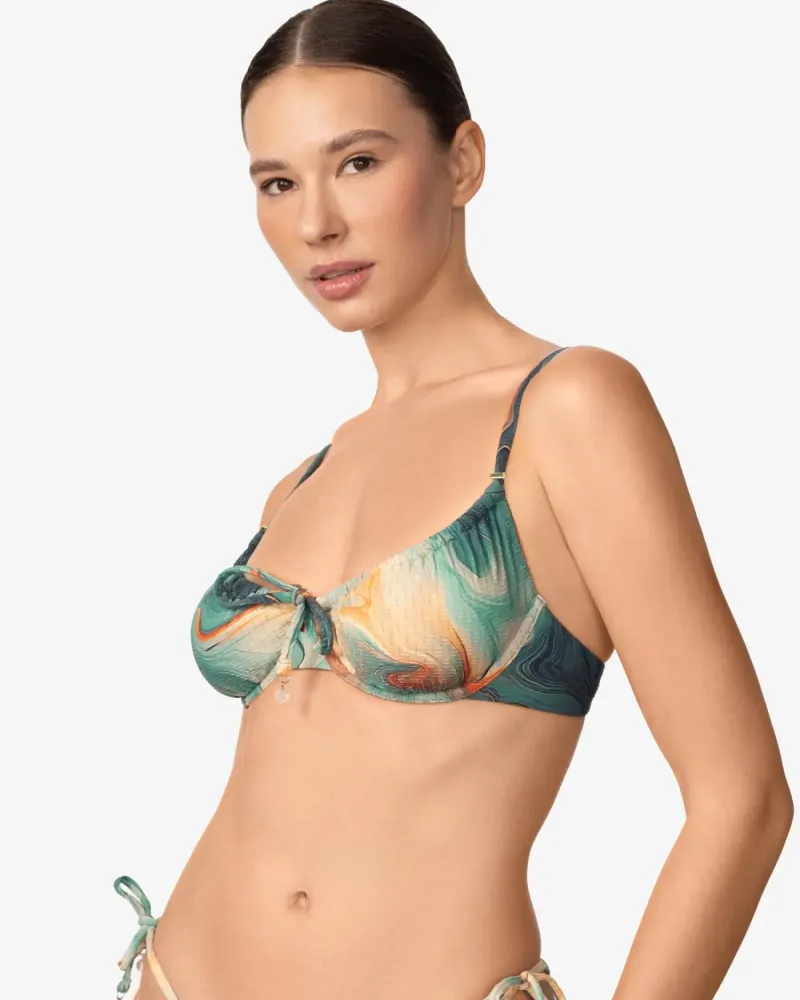 Бански горна част с банели и меки чашки SEA SWIRLS