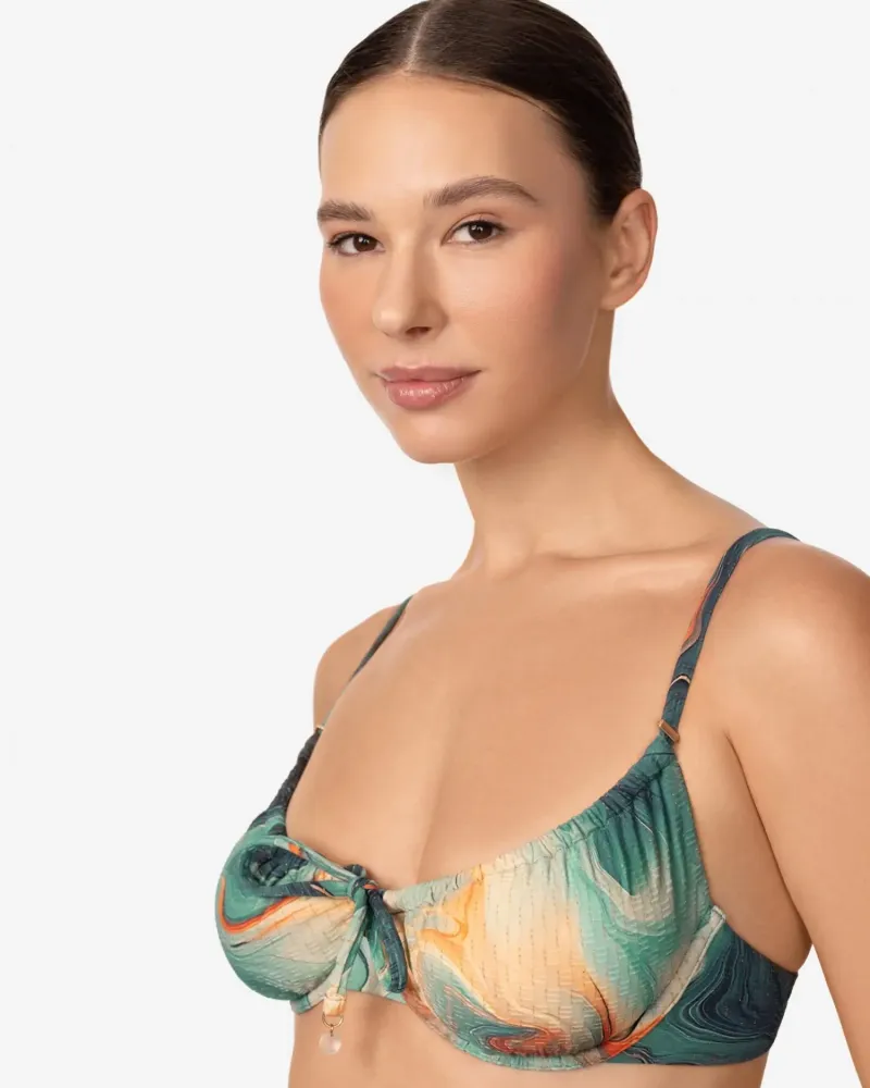 Бански горна част с банели и меки чашки SEA SWIRLS