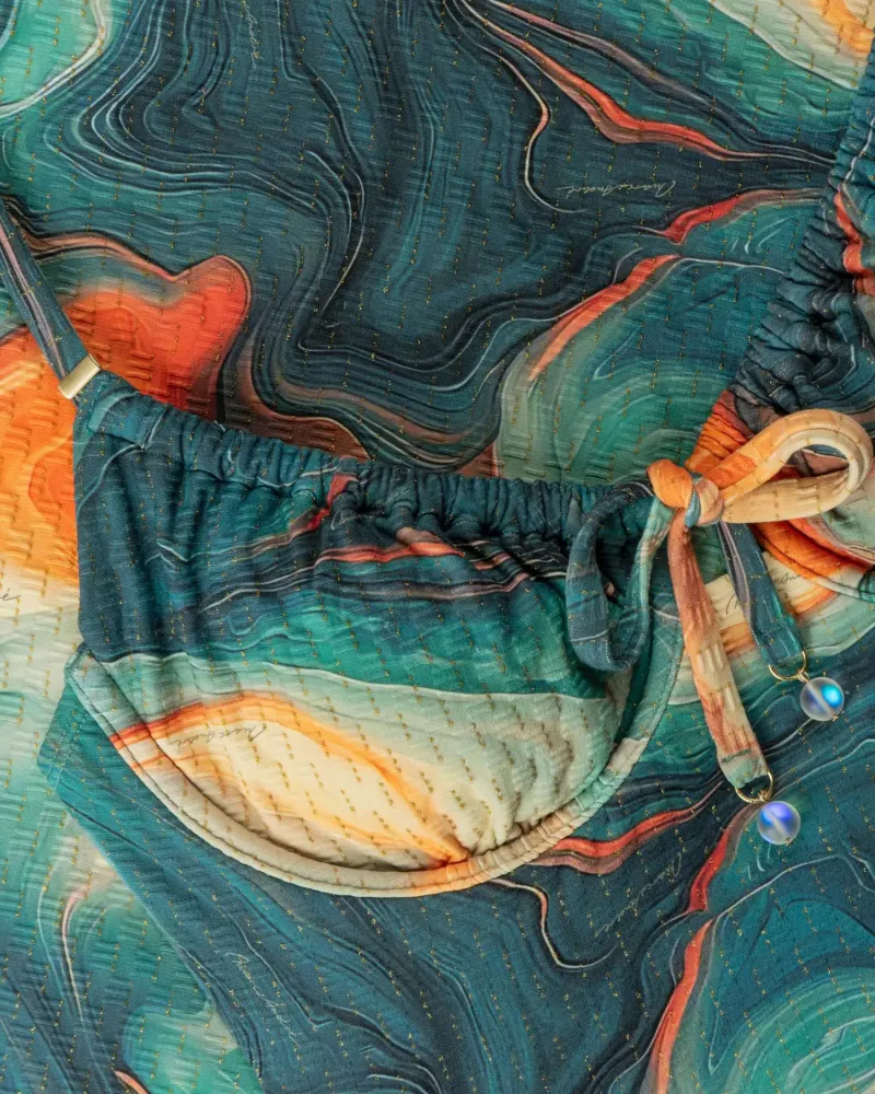 Бански горна част с банели и меки чашки SEA SWIRLS