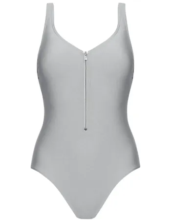 Цял бански в сребрист нюанс Zipper