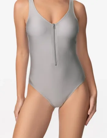 Цял бански в сребрист нюанс Zipper