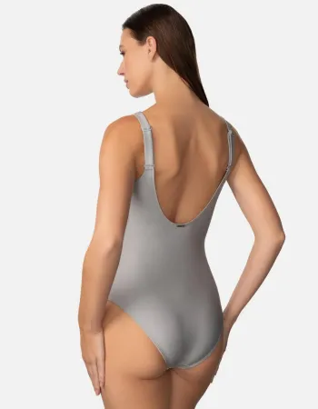 Цял бански в сребрист нюанс Zipper