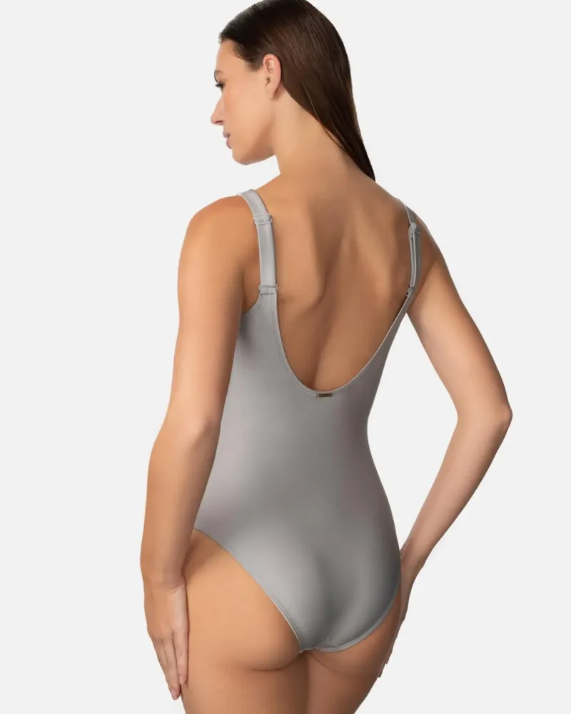 Цял бански в сребрист нюанс Zipper