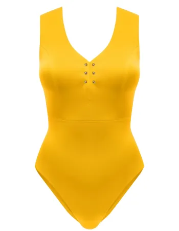 Цял бански без банели в жълт цвят PURE FOAM