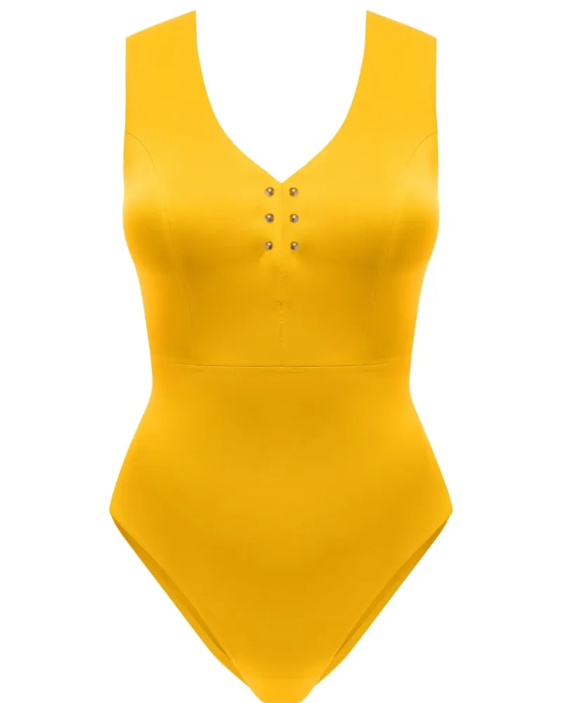 Цял бански без банели в жълт цвят PURE FOAM