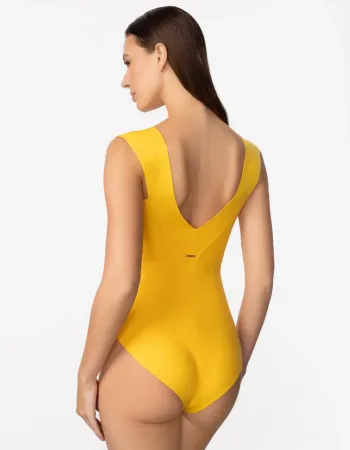 Цял бански без банели в жълт цвят PURE FOAM