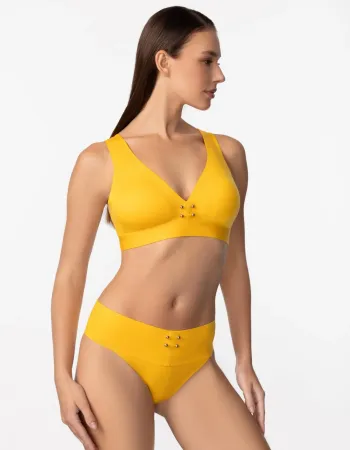 Бански горна част без банели в жълт цвят PURE FOAM