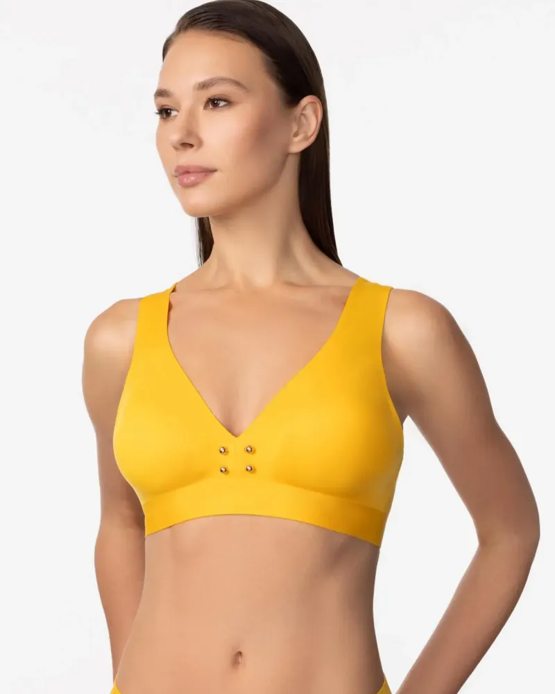 Бански горна част без банели в жълт цвят PURE FOAM