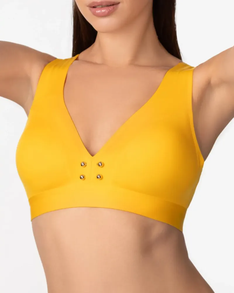 Бански горна част без банели в жълт цвят PURE FOAM