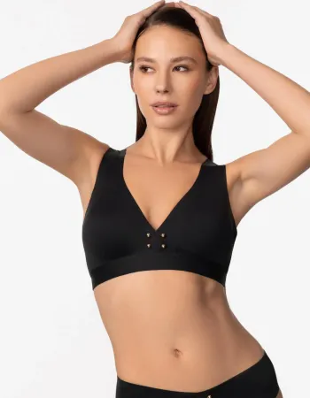 Бански горна част без банели в черен цвят PURE FOAM